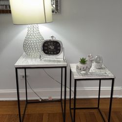 Modern Side Table Set w/ Lamp, Decor & Clock – $60 (Everything Included)