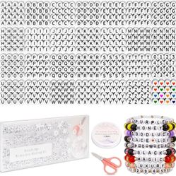 White Acrylic Alphabet Letter Number Heart Jewelry Making Beads 1450 Pcs 4x7mm