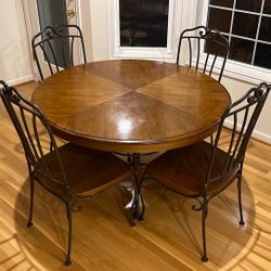 Dining/Kitchen Table & 4 Chairs Oak & Iron