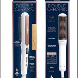Conair Double Ceramic Heated Straightening Brush – 5 Temperature Settings, 400°F, New