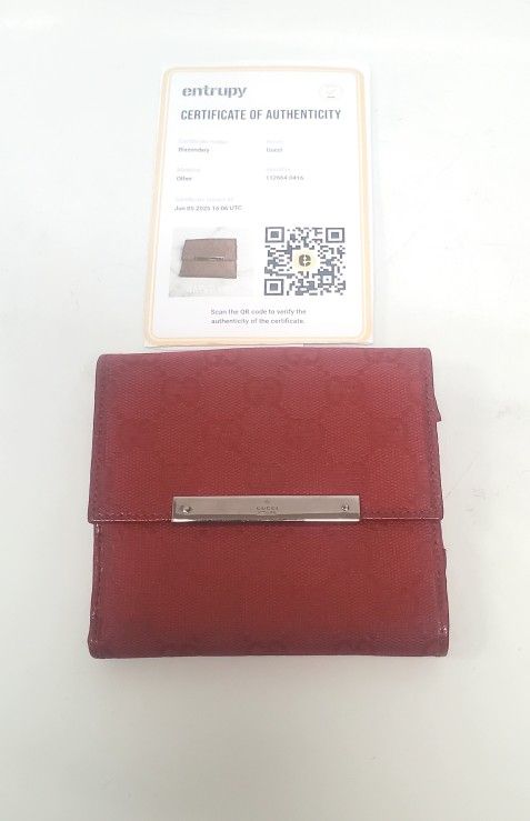 Gucci Vintage Red Canvas Supreme GG Logo Bifold