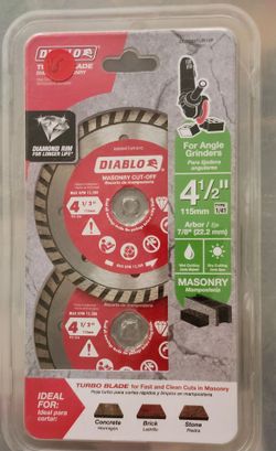 Diablo 4.5" Diamond Turbo Masonry Cut-Off Blades 2-Pack