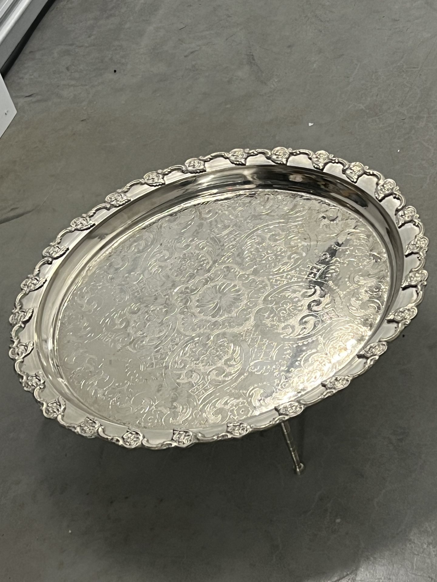 Intricate Raised Silver Platter