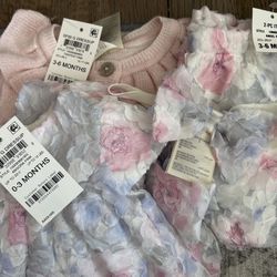 0-3 Sweater, Dress, Diaper Cover, Hairband