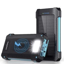 TEKPLUZE Solar Power Bank 30000 mAh Wireless Portable Charger Solar Panel