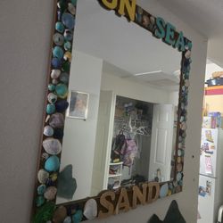 Homemade beach themed mirror