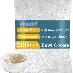 NIUBIER Thickened Plastic Bowl Covers, Elastic Reusable Food Covers - 200 Pcs (NEW)