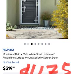 RELIABILT Monterey 32-in x 81-in White Steel Universal/ Reversible Surface Mount Security Screen Door