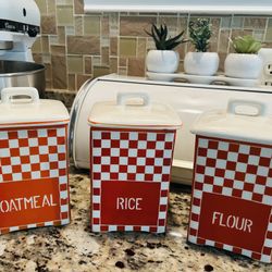 Three Piece Czechoslovakian Porcelain Canisters