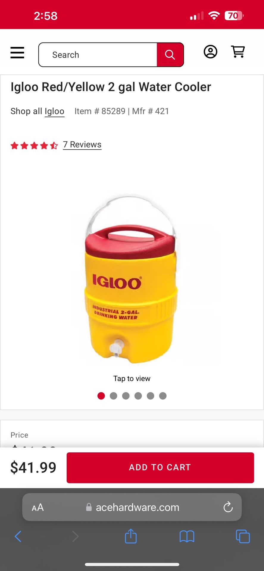 Igloo 2 Gal Water Cooler