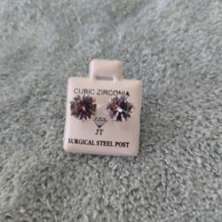 Round Cubic Zirconian With Still Post Earrings