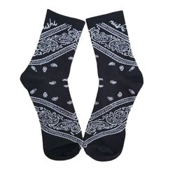 Nushi Black Bandana Paisley Crew Socks