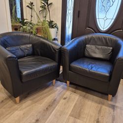 Black Leather Club Arm Chairs