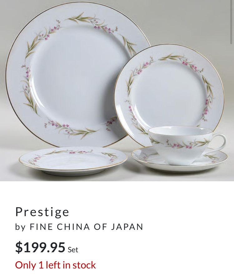 Prestige Fine China Set + Crystal Cups 