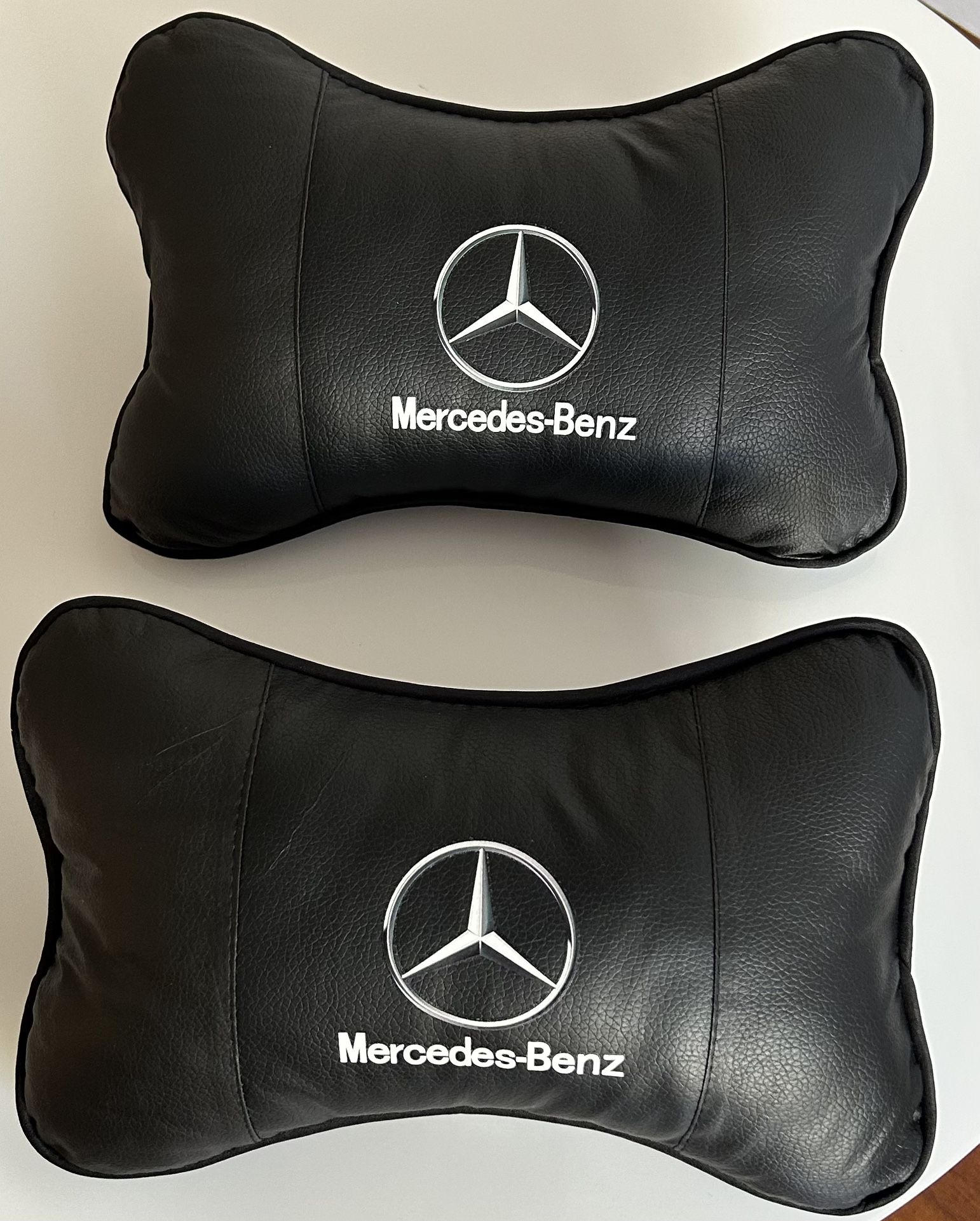 2PCS Car Headrest Pillow for Mercedes-Benz Neck Pillow Lumbar Support Pillow with Adjustable Strap Breathable Comfortable Removable for Driving Trave