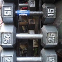 PAIRS OF 15 LB. & 25 LB. DUMBBELLS 
