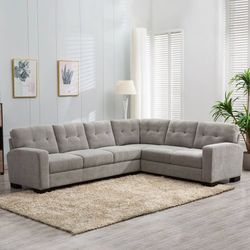 Annadale Fabric Sectional Couch - Gray, Corner L-Shape