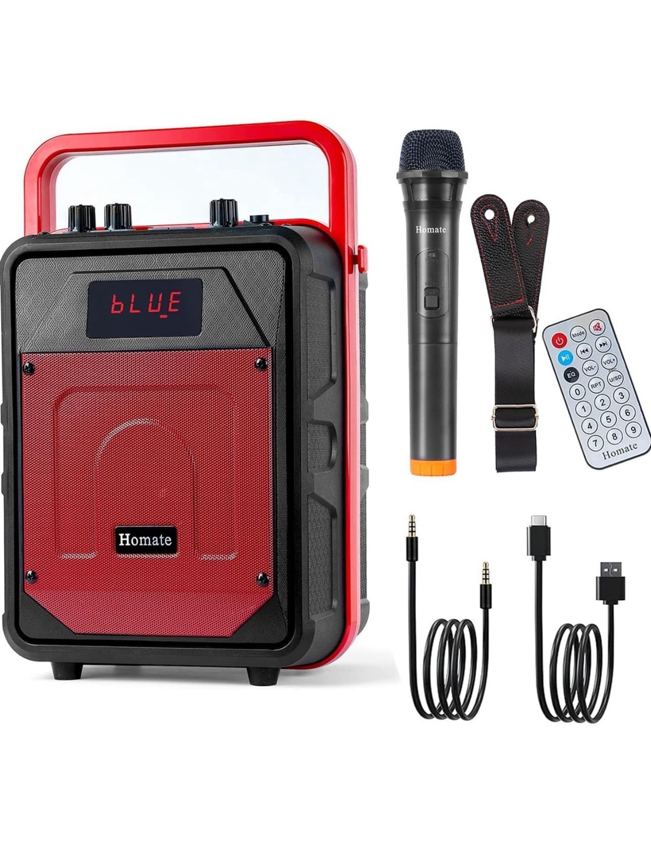 Karaoke Machine for Adults, Portable Outdoor Bluetooth Speaker with Single UHF Wireless Microphones Supports Remote Control, TF Card/USB/AUX, TWS, PA