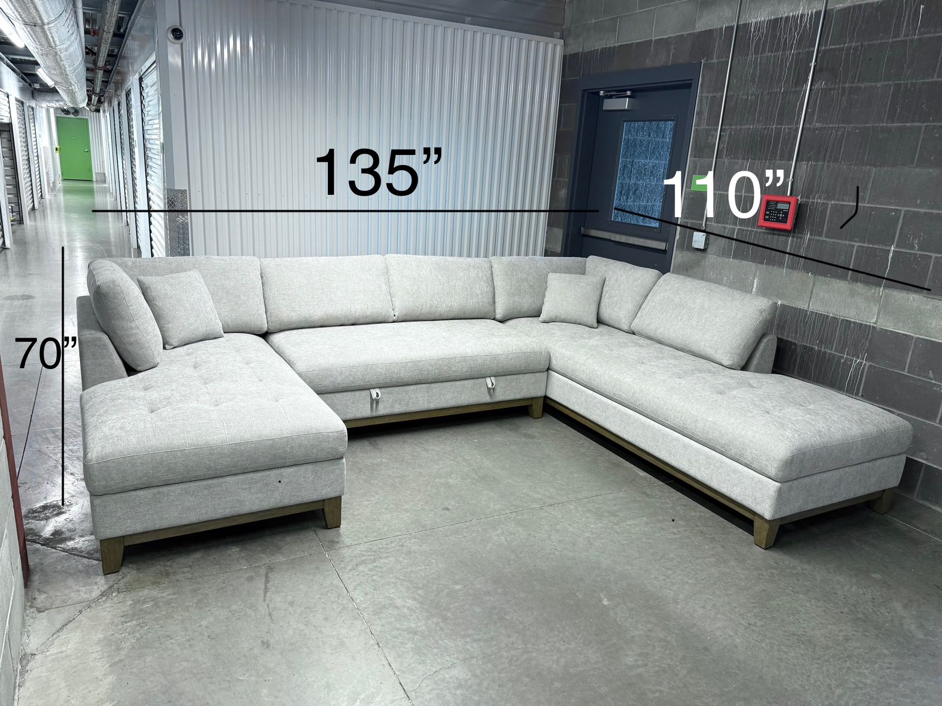 Brand New Gray U-shaped Thomasville Sectional Sofa with Storage- Delivery Available