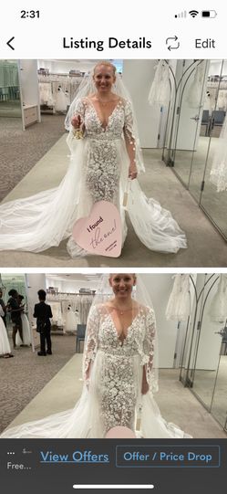 David’s Bridal New wedding Dress Never Worn! Has A Detachable Trane With Added Lace