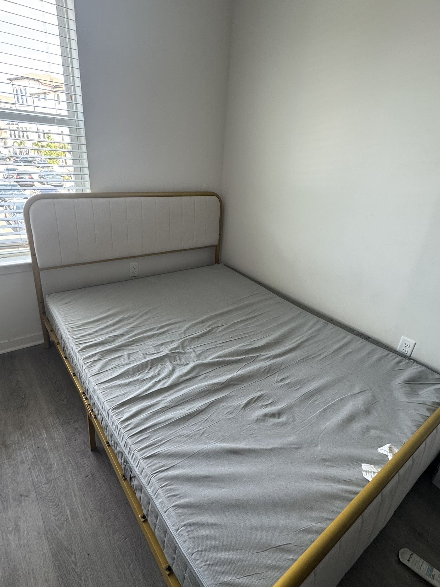 Gold And White Bed Frame/Headboard