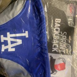 New LA Dodgers Baseball Sprint Logo Drawstring Backsack Blue Gray Champions World Series MLB