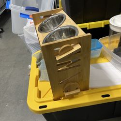 Adjustable Height And Tilt Dog Feeder And H2O 