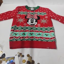 Disney Minnie Mouse Women’s Ugly Christmas Sweater size Small Red Green