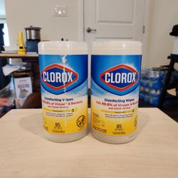New unopened Clorox Disinfecting Wipes Crisp Lemon Scent 85ct Pack of 2 170 Count Total