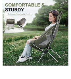 Folding Camping Chair Mesh High Back Ergonomic Armrest Leisure