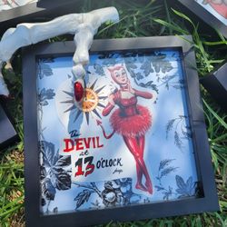 Pin Up Halloween Framed Decor