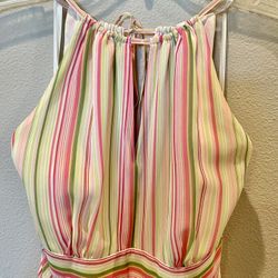 Ann Taylor Loft Multicolor Pastel Striped Halter Dress