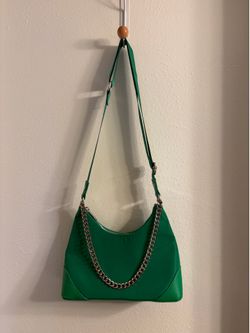 Green bag with silver hardware