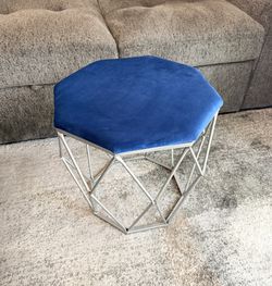 Octagonal Blue Velvet Decor Seat