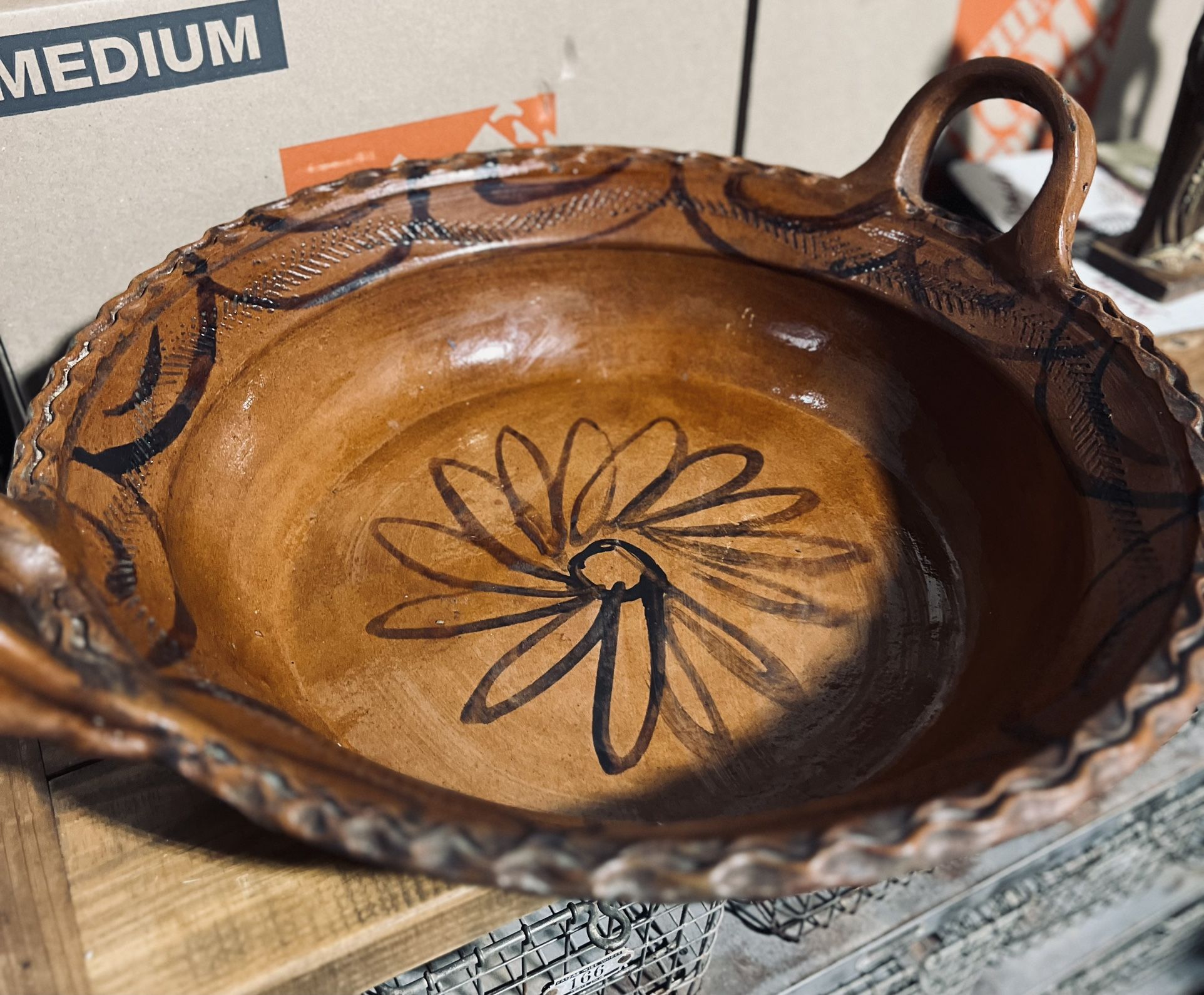 AntiqueHandmade 26” Mexican Bowl – Authentic Artisan Craft