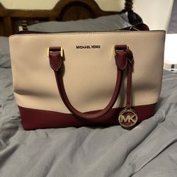 Tan & Burgundy Michael Kors Handbag – Elegant & Stylish 👜✨