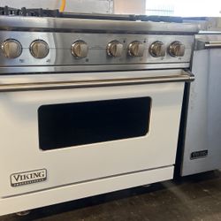 Viking 36”Wide Dual Fuel Range Stove In White With Grill 