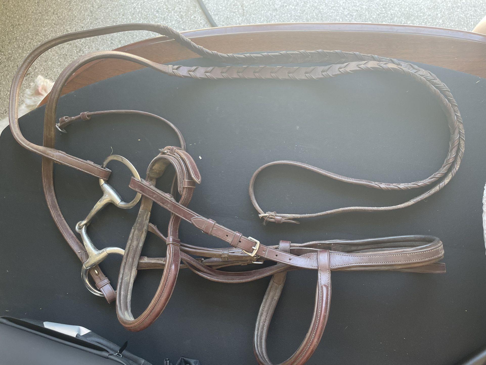 Brown Leather English Horse Bridle With Snaffle Bit