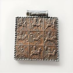 “Navagraha Yantra amulet”  Pendant - Eastern Silver/ Cooper ,  “Hindu Astrology” ,Very Old Art