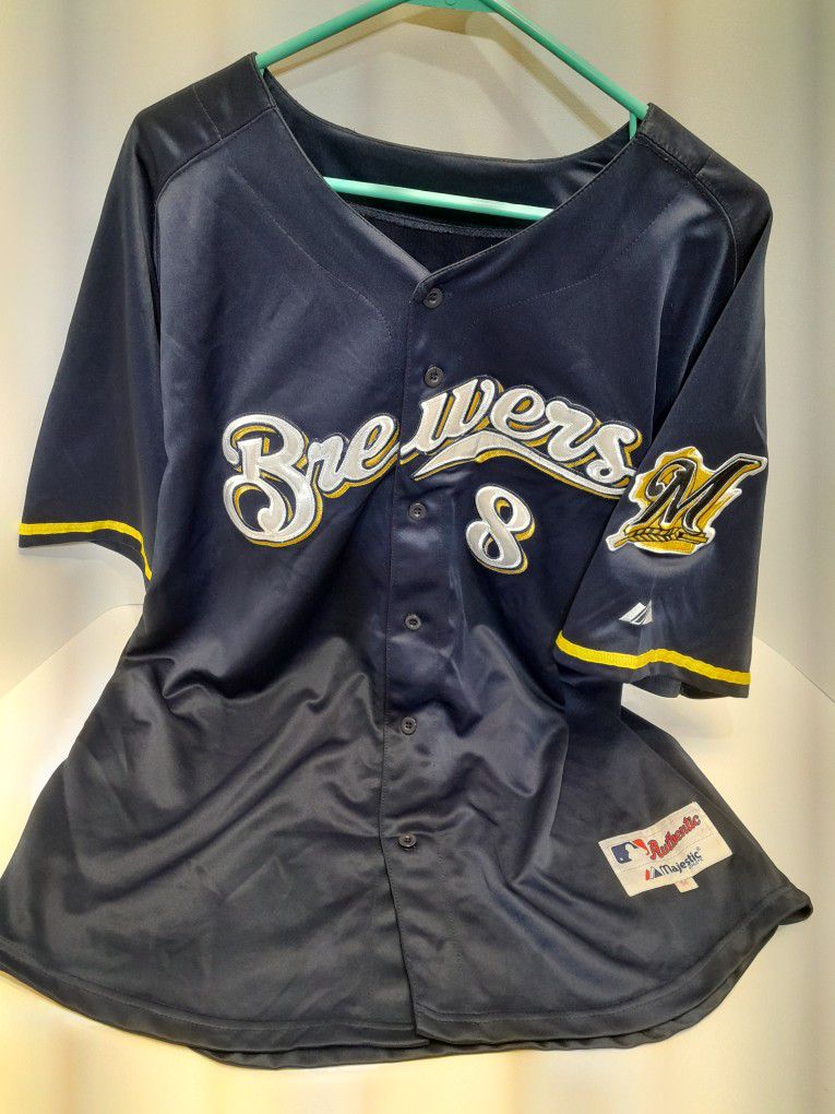 Milwaukee Brewers MLB Baseball #8 Ryan Braun Jersey Mens Size 54 Majestic  Sewn for Sale in Elgin, IL - OfferUp