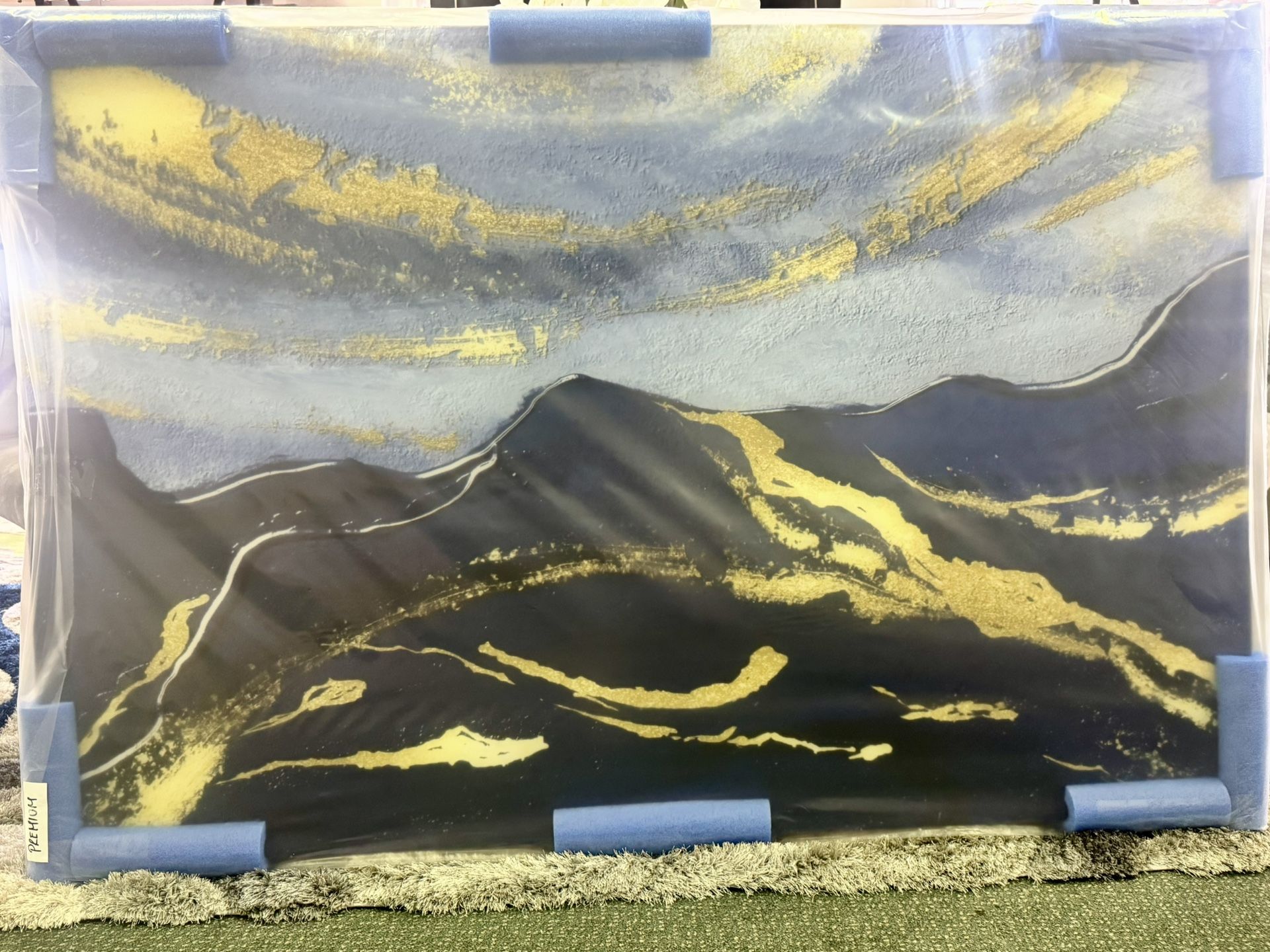 BLUE & GOLD waves ACRYLIC ART - 60x40