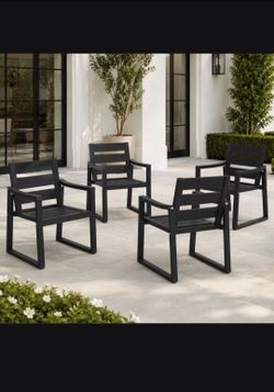 Black HDPS Outdoor Patio Dining Chairs
Set of 4 - All Weather Armchairs 350
Lbs Capacity, Square Frame Legs for
Backyard, Garden, Patio & Indoor