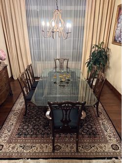 Luxury Handcrafted Solid Wood Dining Set – Seats 10 | 6 Chairs Included
