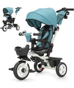 ONLY $65: Toddler Tricycle with Push Handle, 7 in 1 Stroller Trike with 360° Swivel Seat