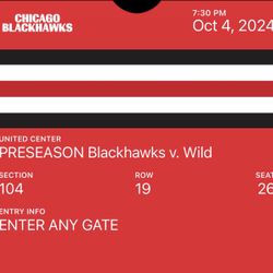 2 Tickets For Fridays Blackhawks Game Vs Wild