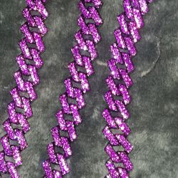 THE MOST GORGEOUS COLORED PURPLE 24" CUBAN LINK CHAIN WITH A 9" CUBAN BRACELET TO MATCH!! 💜💜💜