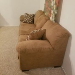 Camel Color Suede Like Sofa..Size 7ft Long..Brand New With Tag On It..very Comfortable!!