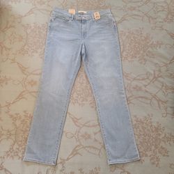 Levi's Classic Straight Fit Mid Rise Blue Jeans Women Size 14