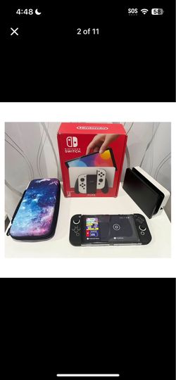 Nintendo Switch OLED with black accessories bundle, screen protector, SD Card