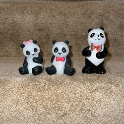 1990 Avon Source Fine Collectibles 3 Panda Bear Figurines Bears Figures Boy Girl